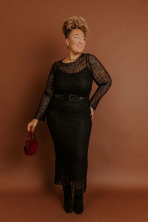 Twilight Muse Lace Maxi Dress in Black Curves sold by Impressions