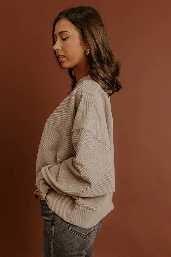 Poetic Muse Ribbed Sweatshirt in Warm Taupe sold by Impressions product image thumbnail 4