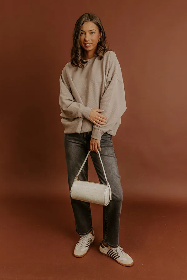 Poetic Muse Ribbed Sweatshirt in Warm Taupe sold by Impressions