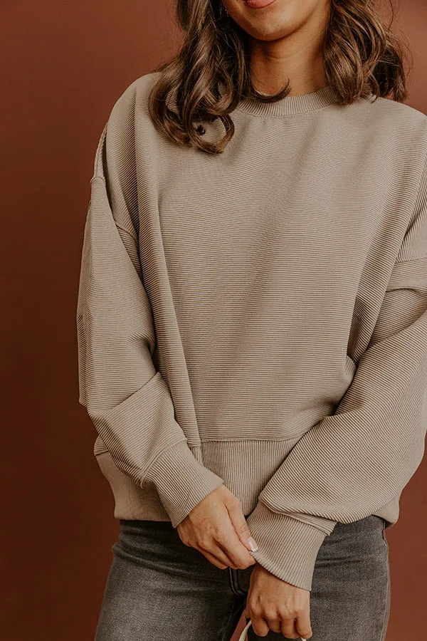 Poetic Muse Ribbed Sweatshirt in Warm Taupe sold by Impressions product image thumbnail 2