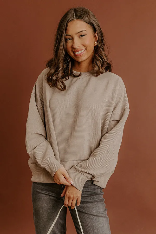 Poetic Muse Ribbed Sweatshirt in Warm Taupe sold by Impressions product image thumbnail 3