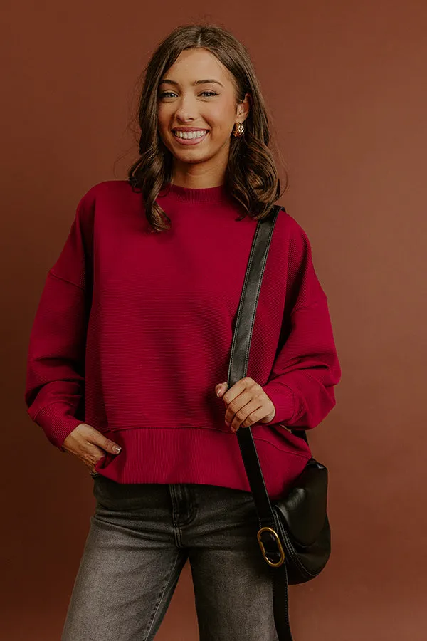 Poetic Muse Ribbed Sweatshirt in Wine sold by Impressions