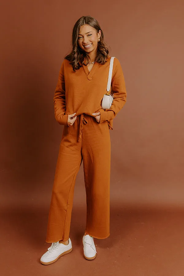 Cozy Cues High Waist Wide Leg Fleece Pants in Pumpkin sold by Impressions product image thumbnail 5