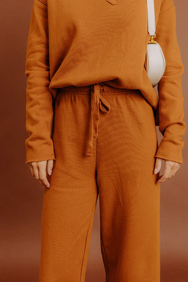Cozy Cues High Waist Wide Leg Fleece Pants in Pumpkin sold by Impressions product image thumbnail 2
