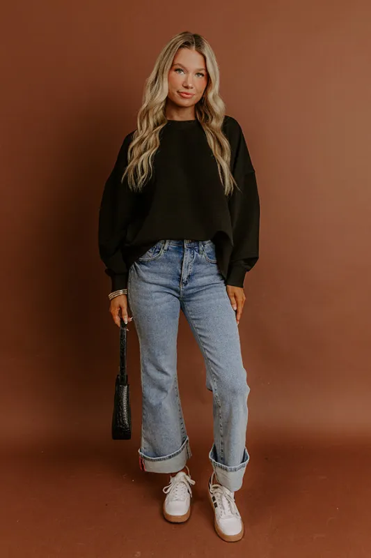 Poetic Muse Ribbed Sweatshirt in Black sold by Impressions