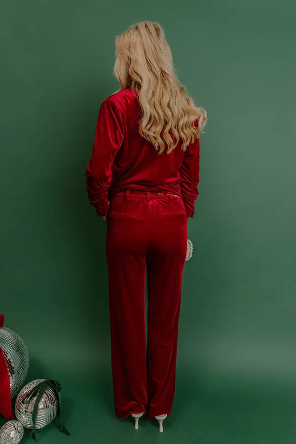 Chic Influencer High Waist Straight Leg Velvet Pants In Red sold by Impressions product image thumbnail 2