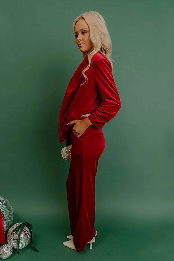 Chic Influencer High Waist Straight Leg Velvet Pants In Red sold by Impressions product image thumbnail 3