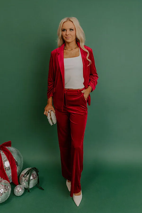 Chic Influencer High Waist Straight Leg Velvet Pants In Red sold by Impressions