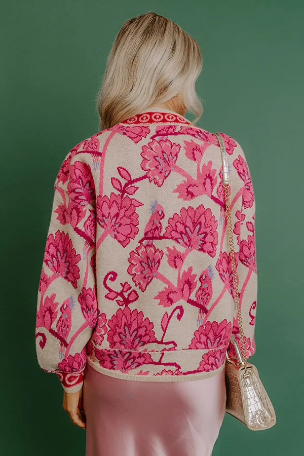 Petals And Pinot Floral Knit Cardigan in Pink sold by Impressions product image thumbnail 5