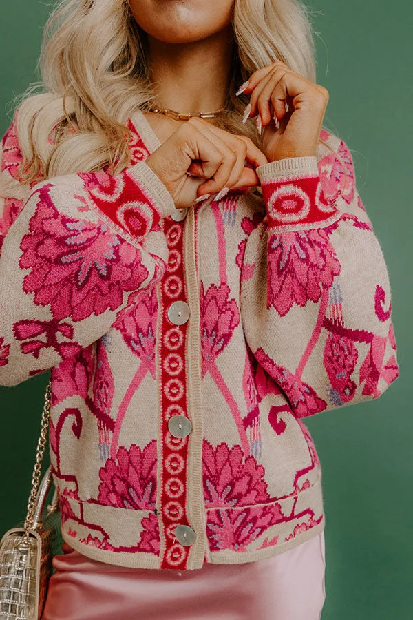 Petals And Pinot Floral Knit Cardigan in Pink sold by Impressions product image thumbnail 2