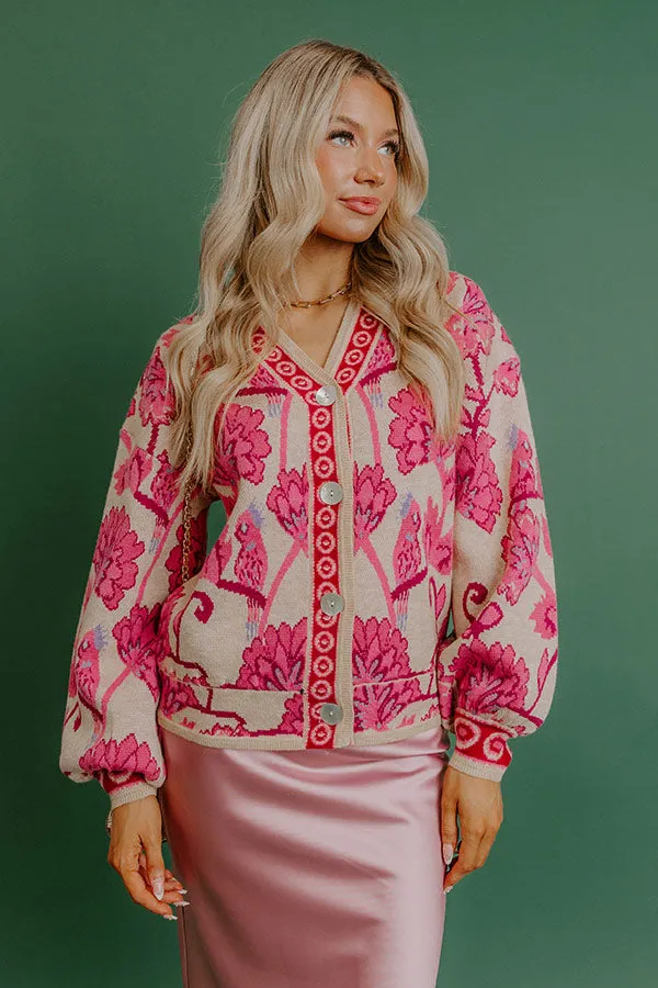 Petals And Pinot Floral Knit Cardigan in Pink sold by Impressions product image thumbnail 3