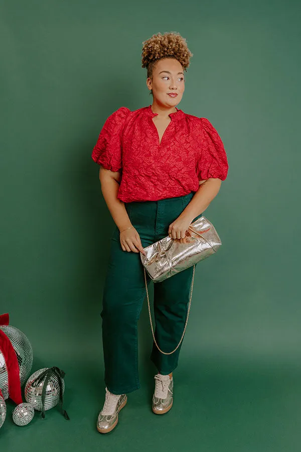 Holiday Party Jacquard Top in Red Curves sold by Impressions product image thumbnail 4