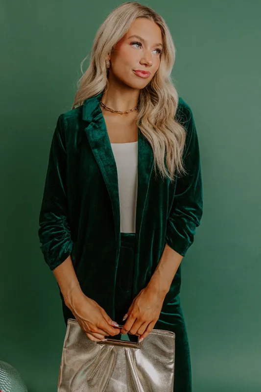 Chic Influencer Velvet Blazer In Hunter Green sold by Impressions