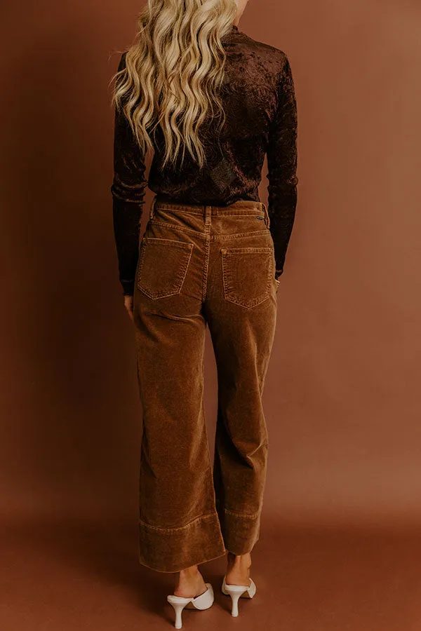 RISEN Kinsley High Waist Corduroy Wide Leg Pants in Chocolate sold by Impressions product image thumbnail 4