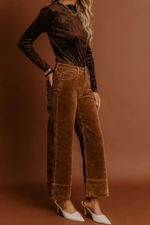 RISEN Kinsley High Waist Corduroy Wide Leg Pants in Chocolate sold by Impressions product image thumbnail 3