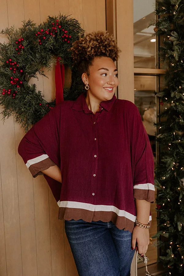 Uptown Gathering Oversized Button Up Top Curves sold by Impressions