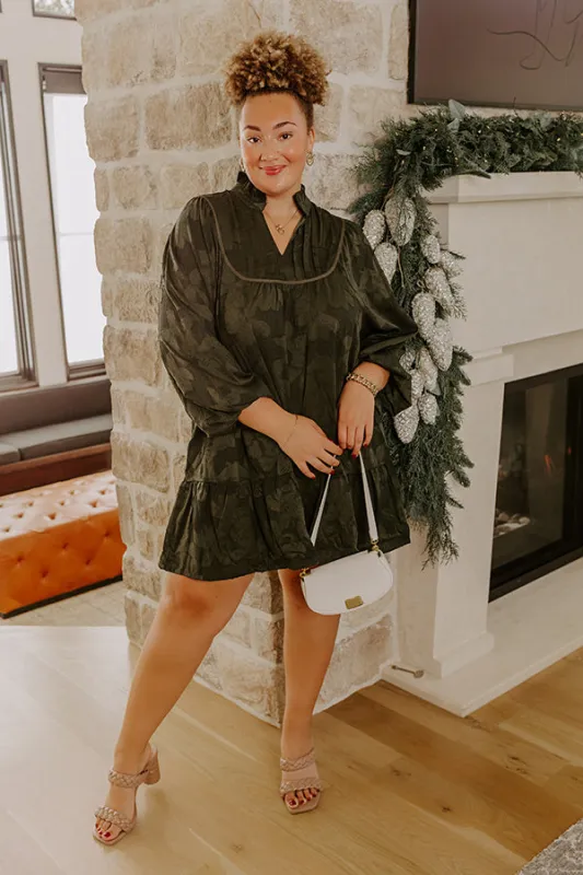 Uptown Gathering Floral Jacquard Mini Dress Curves sold by Impressions