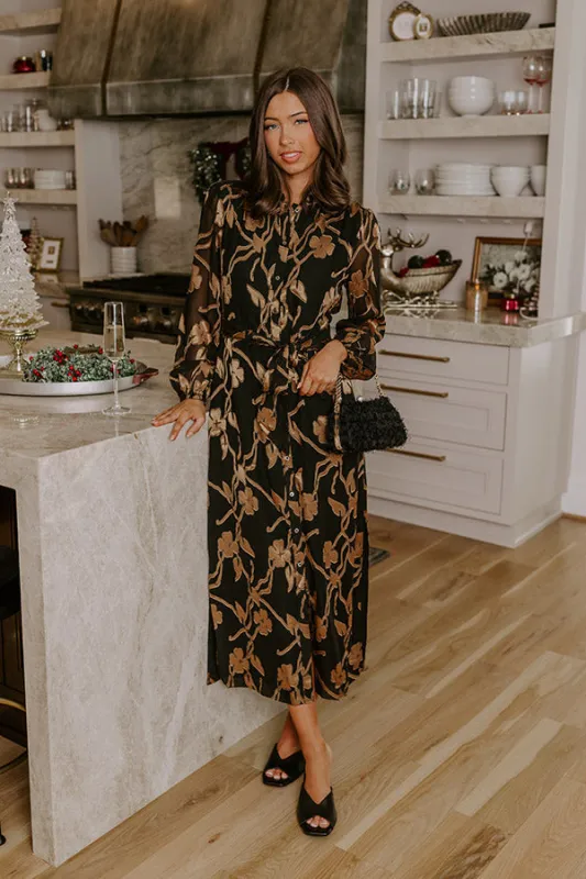 Elegant Ease Floral Jacquard Midi Dress sold by Impressions