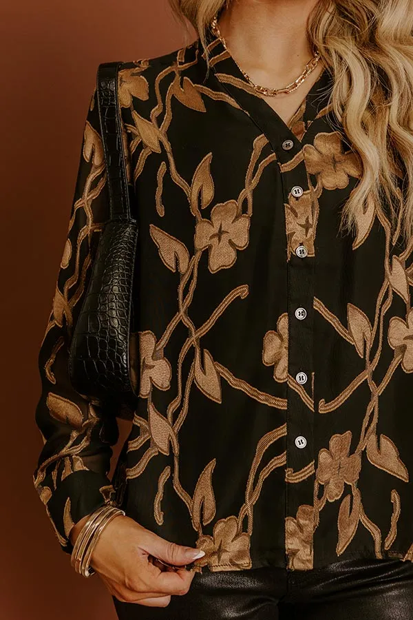 Elegant Ease Floral Jacquard Button Up Top sold by Impressions product image thumbnail 4