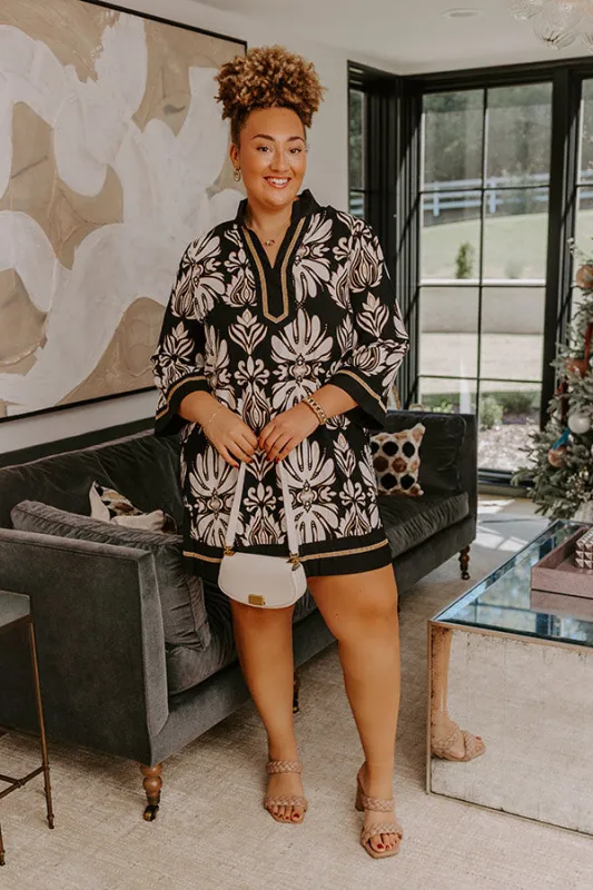 Twilight Grove Floral Mini Dress in Black Curves sold by Impressions