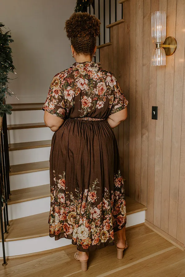 Sweet Symphony Floral Midi Dress in Chestnut Curves sold by Impressions product image thumbnail 3