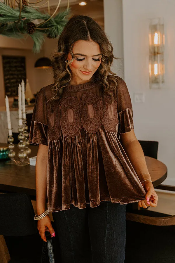 Delicate Daze Velvet Top in Chocolate sold by Impressions product image thumbnail 2