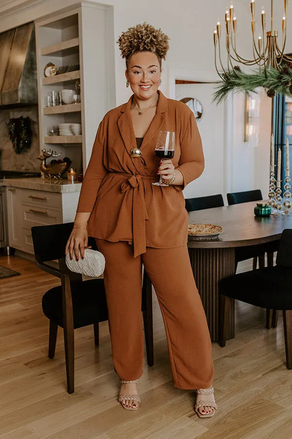 First Class Plans High Waist Pants in Camel Curves sold by Impressions