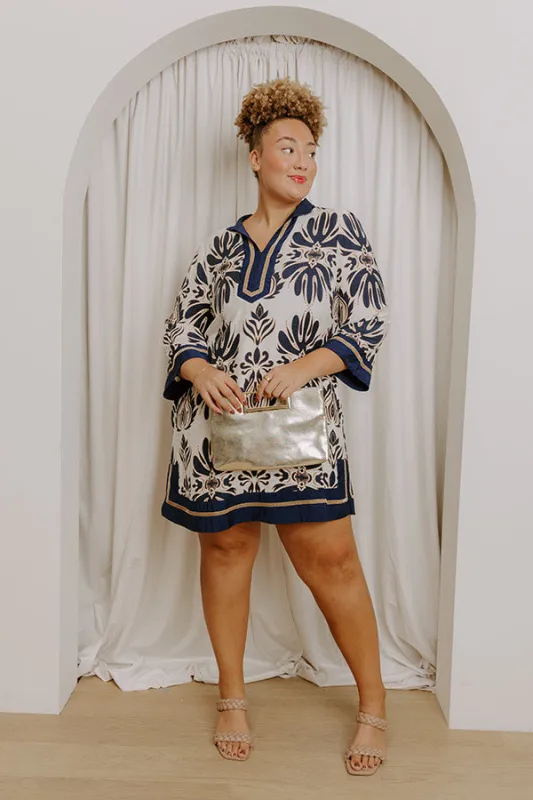 Twilight Grove Floral Mini Dress in Navy Curves sold by Impressions