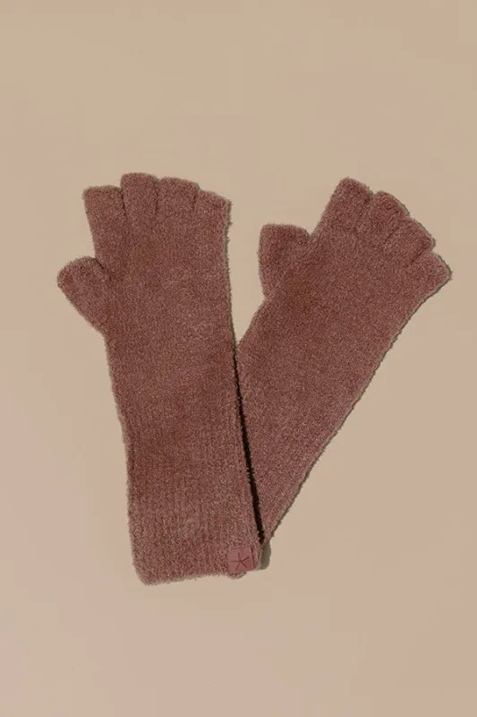 Barefoot Dreams CozyChic Lite Fingerless Gloves in Teaberry made by Barefoot Dreams