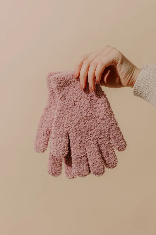 Barefoot Dreams CozyChic Gloves in Teaberry made by Barefoot Dreams