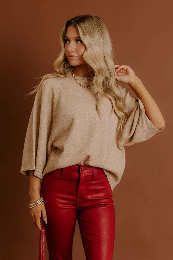 Coffee Shop Cuddles Knit Sweater Top in Oatmeal sold by Impressions