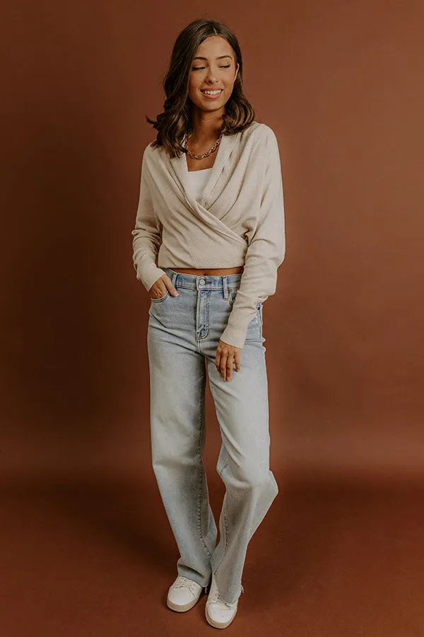 Cozy Hour Wrap Sweater Top in Oatmeal sold by Impressions product image thumbnail 2