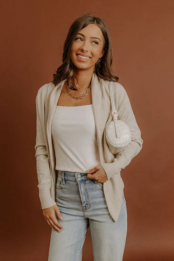 Cozy Hour Wrap Sweater Top in Oatmeal sold by Impressions