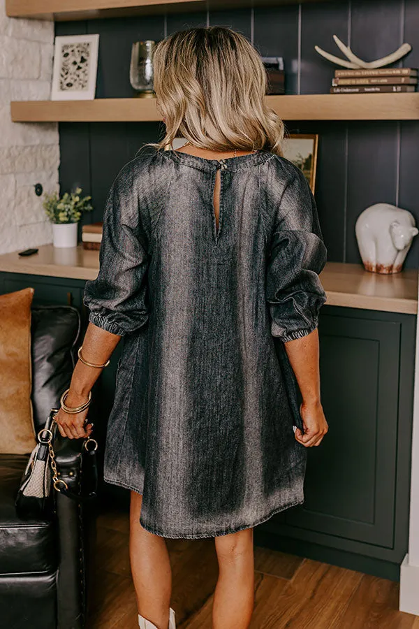 Loving Smiles Denim Mini Dress in Vintage Black sold by Impressions product image thumbnail 5