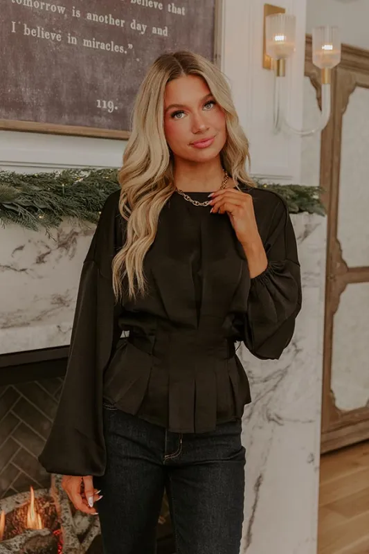 Kind Smile Satin Top in Black sold by Impressions