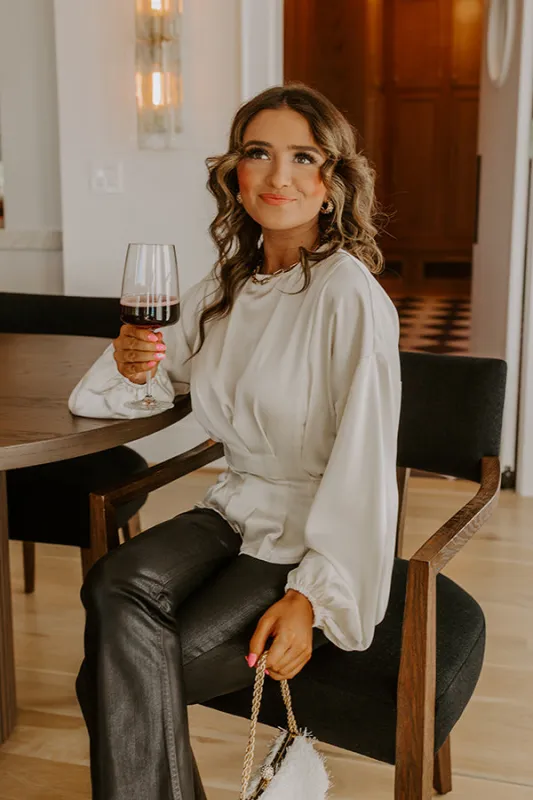 Kind Smile Satin Top in Cream sold by Impressions