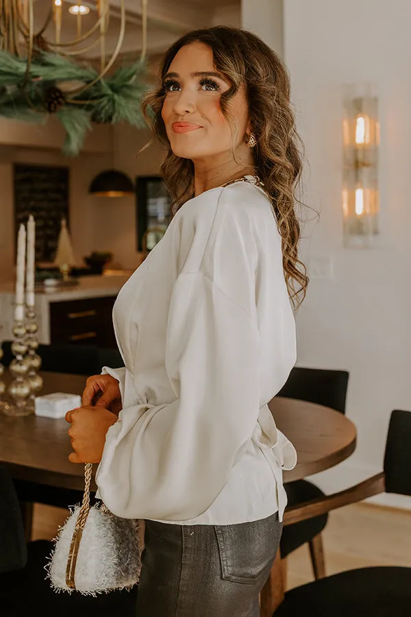 Kind Smile Satin Top in Cream sold by Impressions product image thumbnail 5