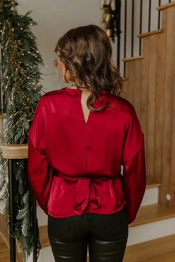 Kind Smile Satin Top in Wine sold by Impressions product image thumbnail 4