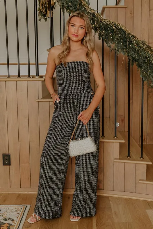 Uptown Toast Tweed Wide Leg Jumpsuit sold by Impressions