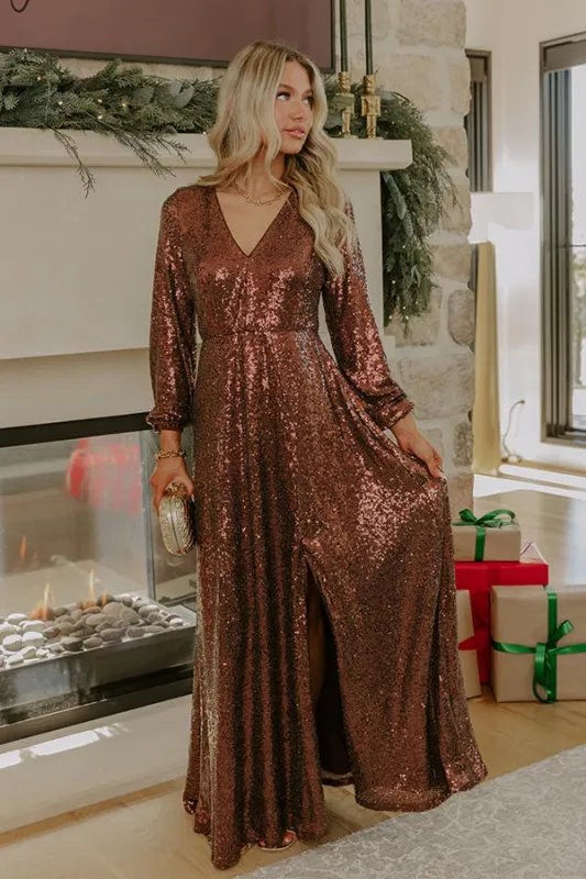 Oh So Alluring Sequin Maxi Dress sold by Impressions