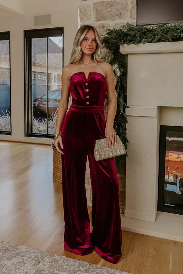 Champagne Toast Velvet Wide Leg Jumpsuit sold by Impressions