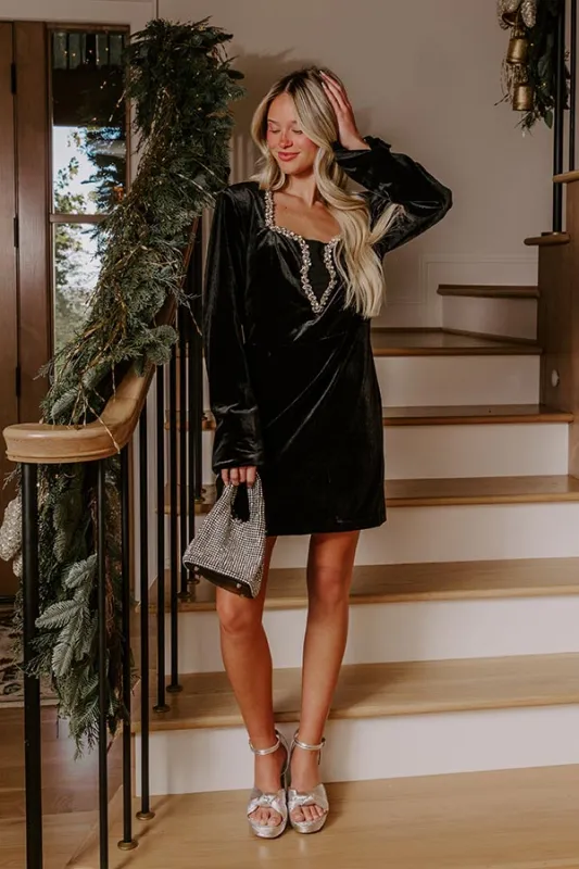 Cheers To Chic Jewel Embellished Velvet Mini Dress sold by Impressions