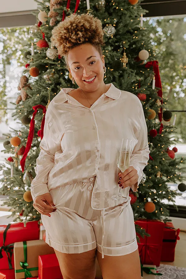 Calm Energy Satin Pajama Shorts in Champagne Curves sold by Impressions product image thumbnail 2