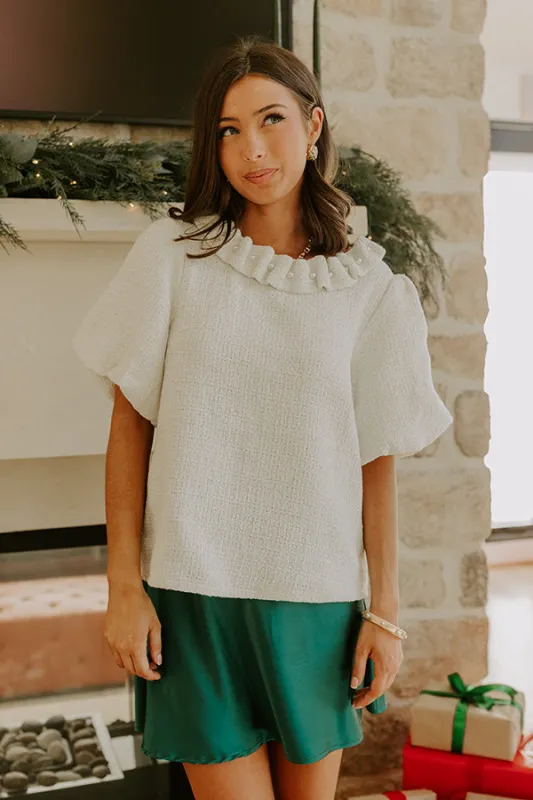 Polished Affair Embellished Tweed Top sold by Impressions