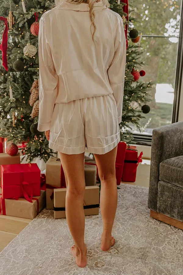 Calm Energy Satin Pajama Shorts in Champagne sold by Impressions product image thumbnail 4