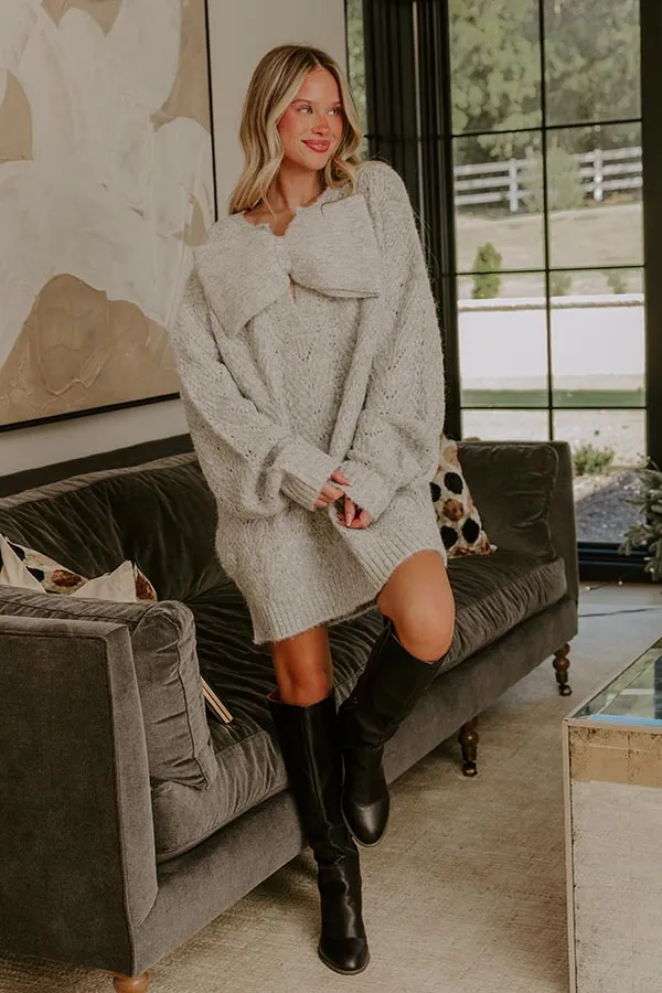 Cozy Feels Pointelle Knit Sweater Mini Dress in Grey sold by Impressions product image thumbnail 3
