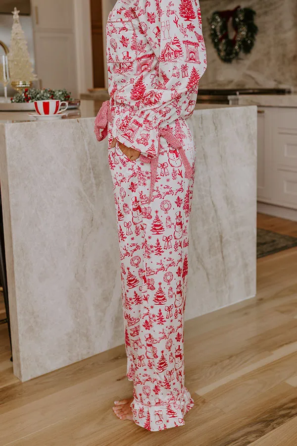 Christmas Night High Waist Satin Pajama Pants in Red sold by Impressions product image thumbnail 5