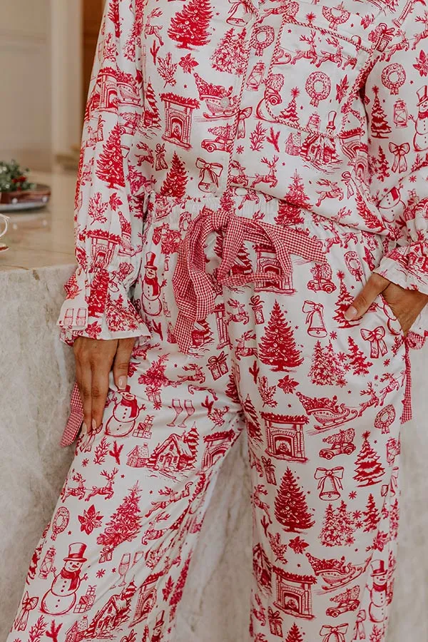 Christmas Night High Waist Satin Pajama Pants in Red sold by Impressions product image thumbnail 3