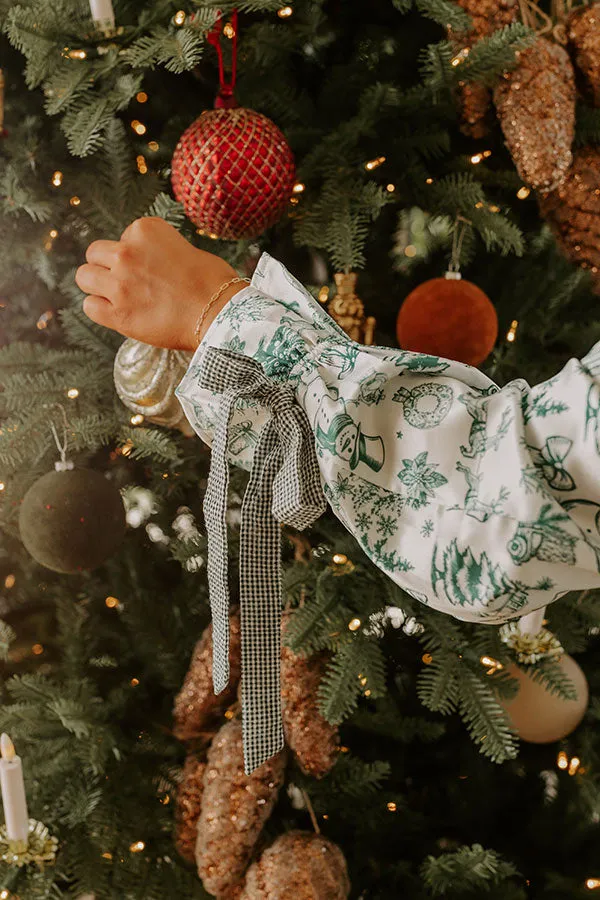 Christmas Night Satin Pajama Top in Hunter Green sold by Impressions product image thumbnail 3