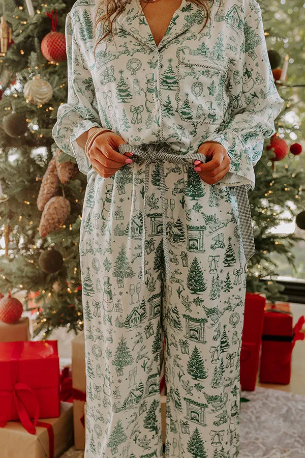 Christmas Night High Waist Satin Pajama Pants in Hunter Green sold by Impressions product image thumbnail 5